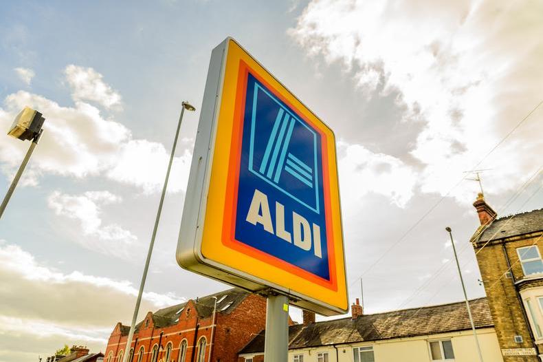 Sign outside Aldi supermarket